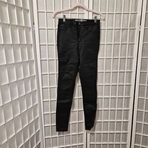 Denim & Co Coated Black Skinny Pants Jeans Sz 8